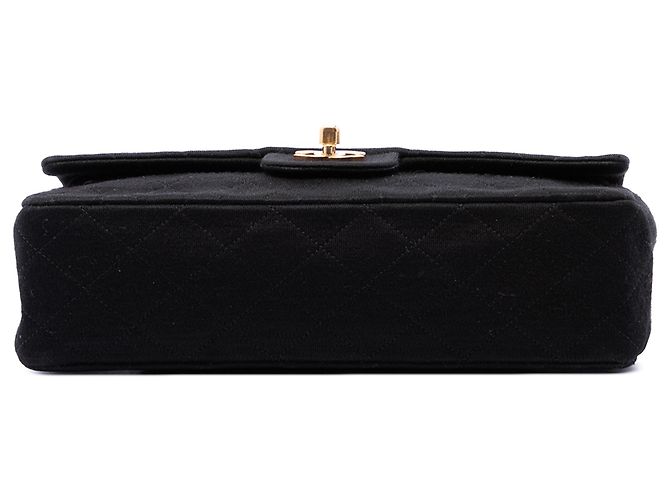 Chanel Black Medium Classic Jersey Bijoux Chain Double Flap Nero - vista 3