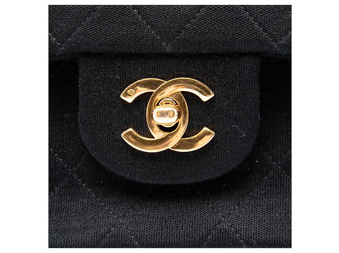 Chanel Black Medium Classic Jersey Bijoux Chain Double Flap Nero - vista 5