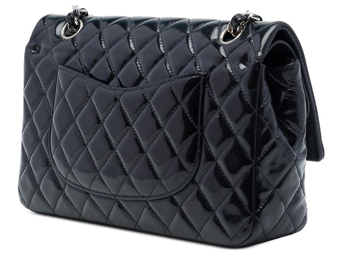 Chanel Black Medium Classic Patent Double Flap Nero - vista 2