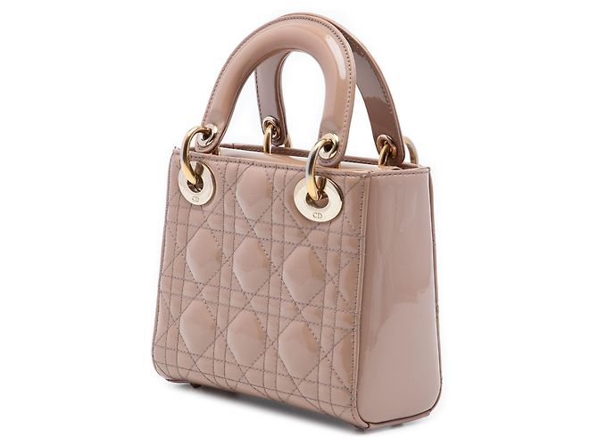 Dior Mini Lady Dior in pelle vernice Cannage marrone Carne - vista 2