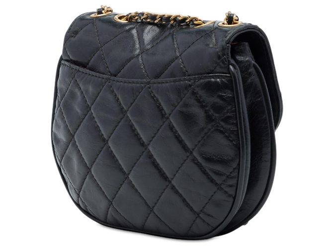 Chanel Black Small Quilted Glazed Calfskin Bubble CC Flap Nero - vista 2