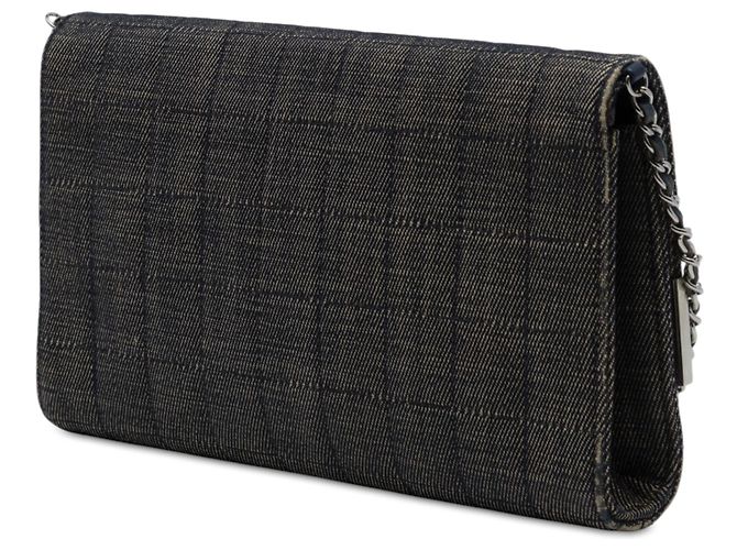 Chanel Gray CC Chocolate Bar Denim Flap Marrone - vista 2