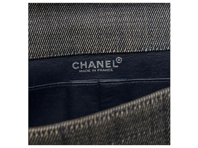 Chanel Gray CC Chocolate Bar Denim Flap Marrone - vista 5