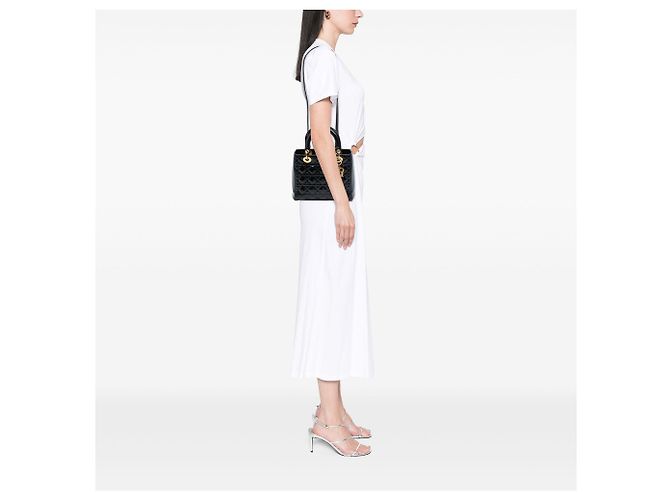 Dior Black Medium Patent Cannage Lady Dior Nero - vista 7