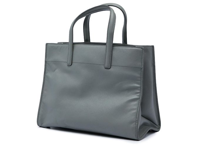 Prada Borsa Tote Triple Pocket in pelle Saffiano Soft Grigio Marrone - vista 2