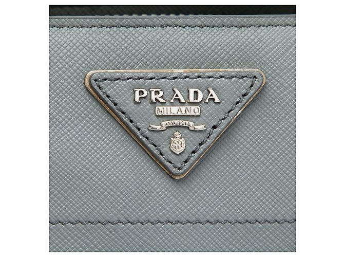 Prada Borsa Tote Triple Pocket in pelle Saffiano Soft Grigio Marrone - vista 5