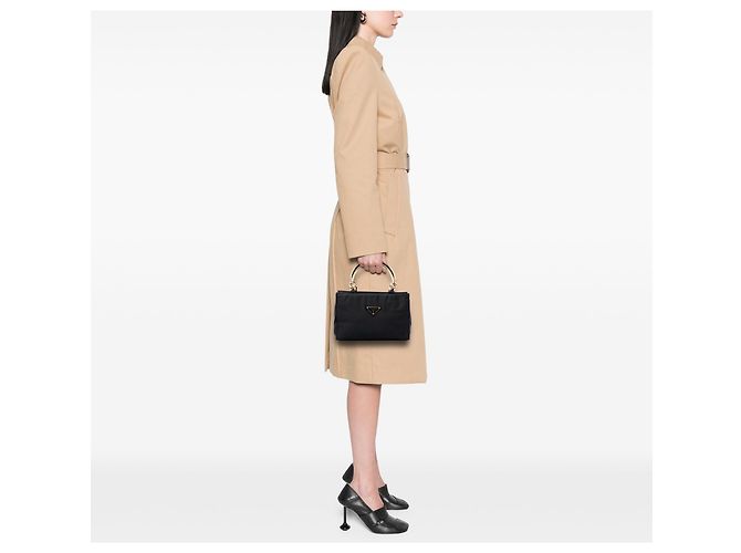 Borsa Prada in Tessuto nera con manico in metallo Nero - vista 6
