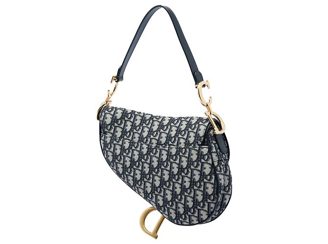 Borsa Saddle Dior in tela Blue Oblique - vista 2