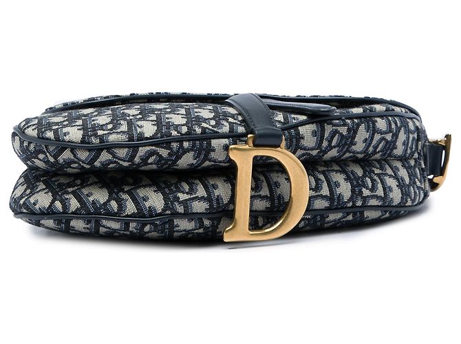 Borsa Saddle Dior in tela Blue Oblique - vista 3