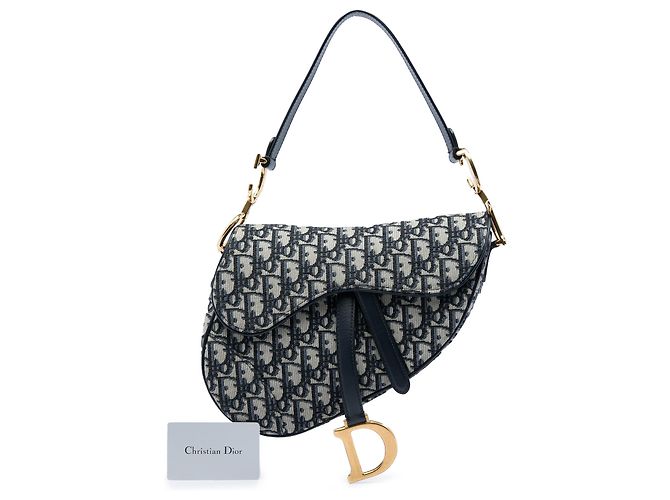 Borsa Saddle Dior in tela Blue Oblique - vista 6