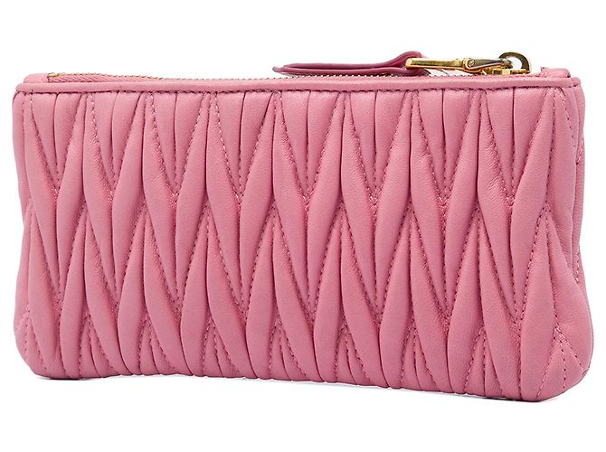 Clutch Miu Miu in nappa matelassé rosa - vista 2
