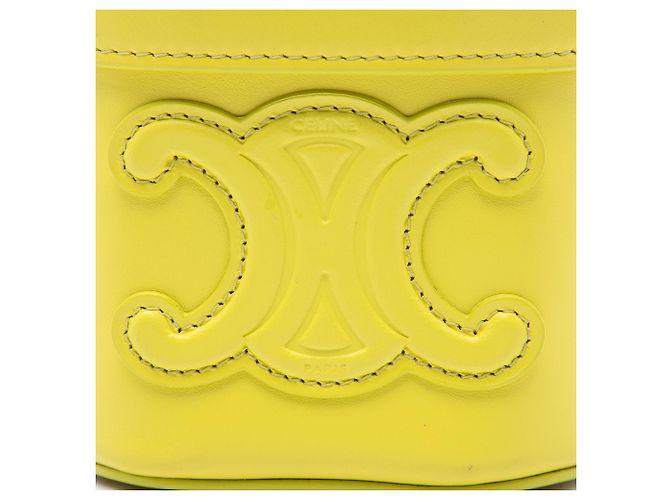 Céline Celine Borsa Box Cuir Triomphe Piccola in Pelle di Vitello Gialla Giallo - vista 5