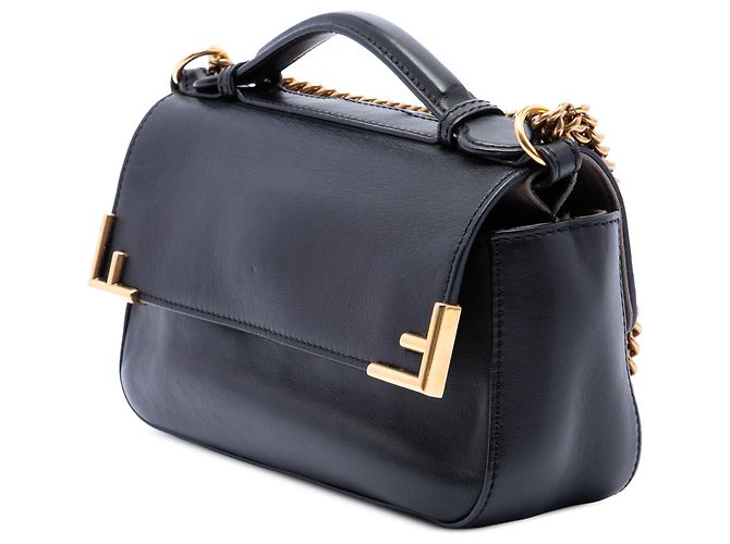 Borsa Satchel Fendi Brown Vitello Grace and Glazed FF 1974 Double F - vista 2