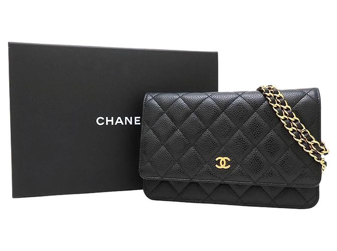 Chanel Black CC Quilted Caviar Wallet on Chain Schwarz - Ansicht 24