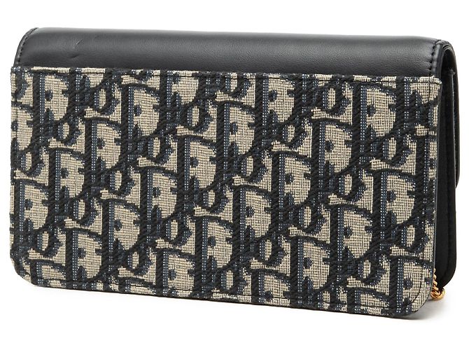 Pouch Miss Caro con catena in jacquard Blue Oblique e pelle di vitello Dior Blu navy - vista 2