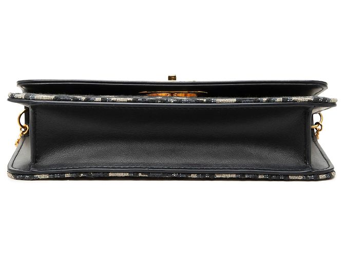 Pouch Miss Caro con catena in jacquard Blue Oblique e pelle di vitello Dior Blu navy - vista 3