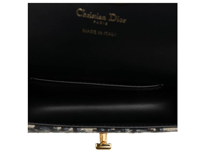 Pouch Miss Caro con catena in jacquard Blue Oblique e pelle di vitello Dior Blu navy - vista 4