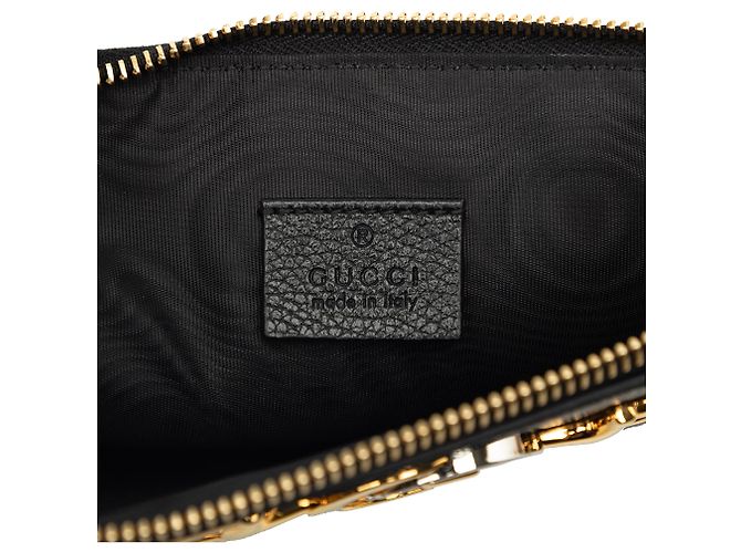 Pouch Zumi Gucci in pelle di vitello martellata nera - vista 5
