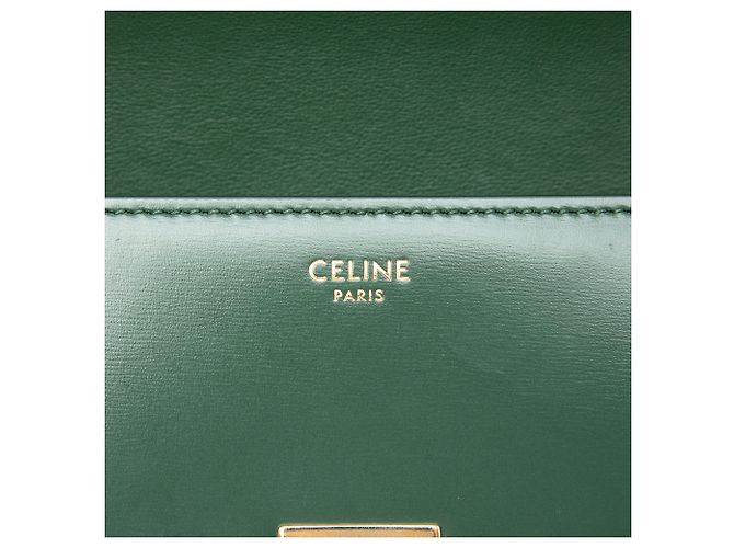 Céline Borsa a tracolla Celine Claude in pelle di vitello lucida verde con Triomphe - vista 5