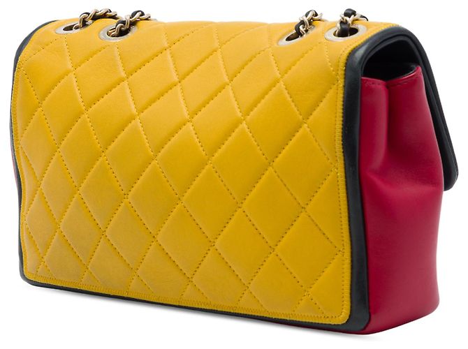Chanel Yellow Medium Multicolor Lambskin Graphic Flap Giallo - vista 2