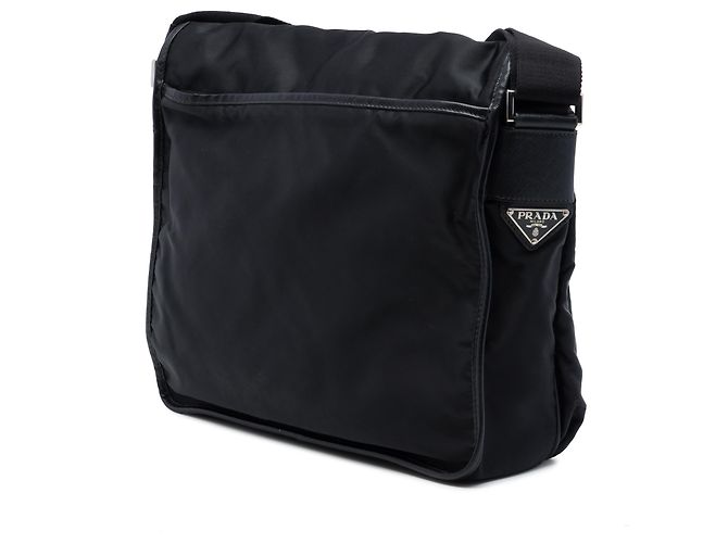 Borsa a tracolla Prada in Tessuto con rifiniture in Saffiano nero e fibbia - vista 2