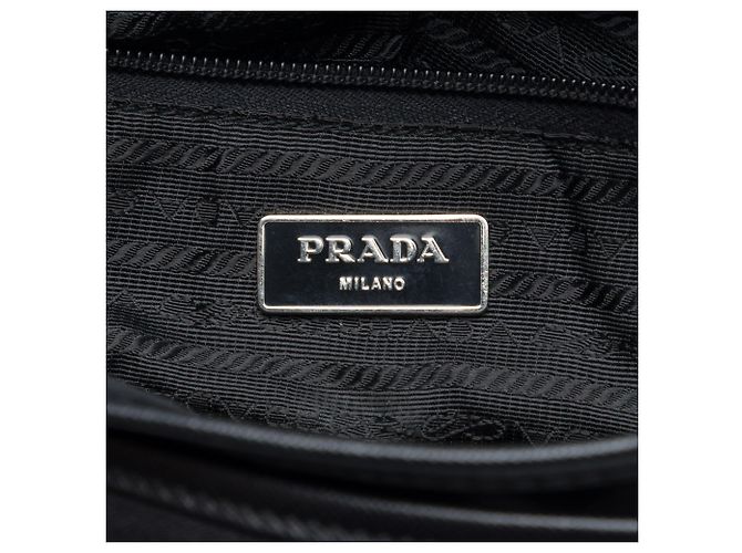 Borsa a tracolla Prada in Tessuto con rifiniture in Saffiano nero e fibbia - vista 5
