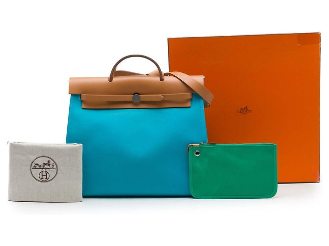 Hermès Blue Toile Verso Herbag Zip 39 - vista 7