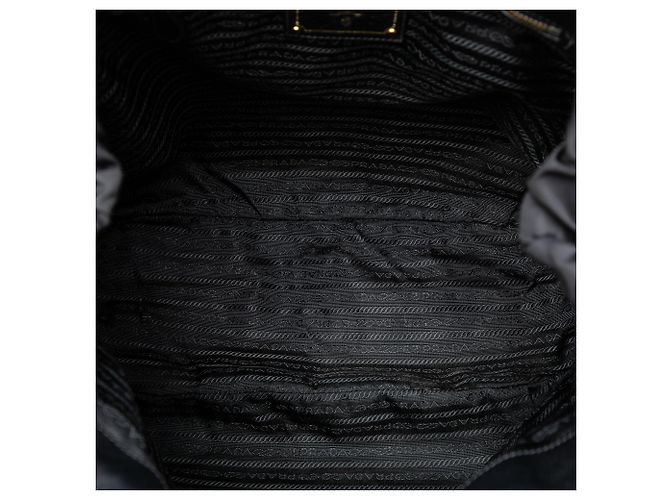 Borsa Tote Prada in Tessuto Canapa Nero con Logo - vista 4