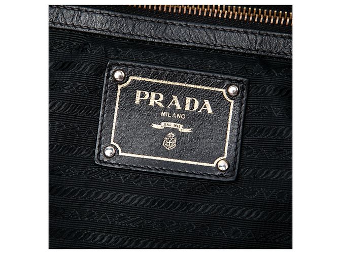Borsa Tote Prada in Tessuto Canapa Nero con Logo - vista 5