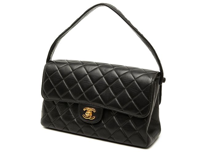 Chanel Black CC Quilted Lambskin Double Sided Flap Nero - vista 2