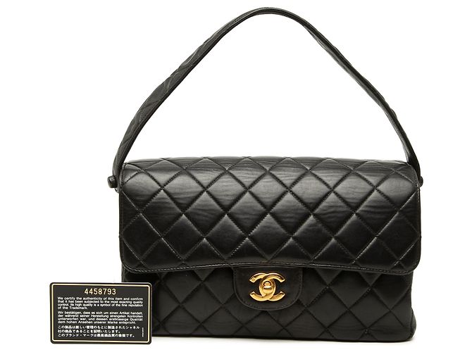 Chanel Black CC Quilted Lambskin Double Sided Flap Nero - vista 7