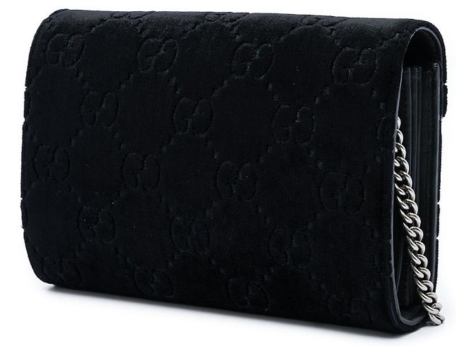 Portafoglio con catena Dionysus in velluto nero GG di Gucci - vista 2