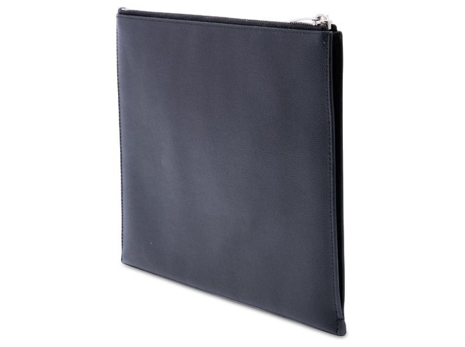 Clutch con zip Saint Laurent Black Grain De Poudre Nero - vista 2