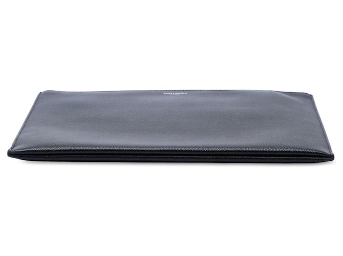 Clutch con zip Saint Laurent Black Grain De Poudre Nero - vista 3