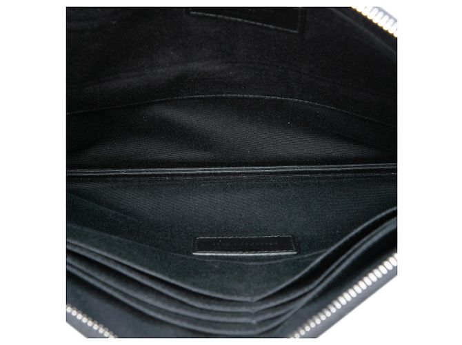 Clutch con zip Saint Laurent Black Grain De Poudre Nero - vista 4