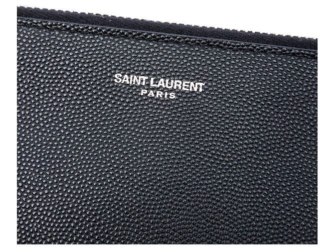 Clutch con zip Saint Laurent Black Grain De Poudre Nero - vista 5