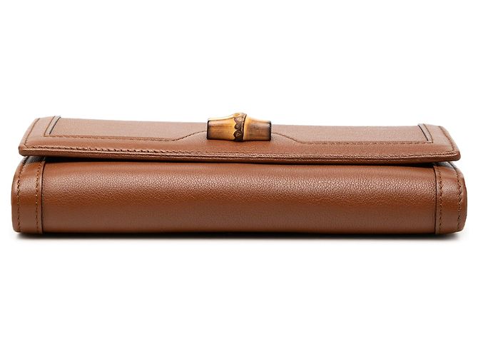 Cartera con cadena Gucci Diana de piel de becerro marrón con bambú Castaño - vista 3