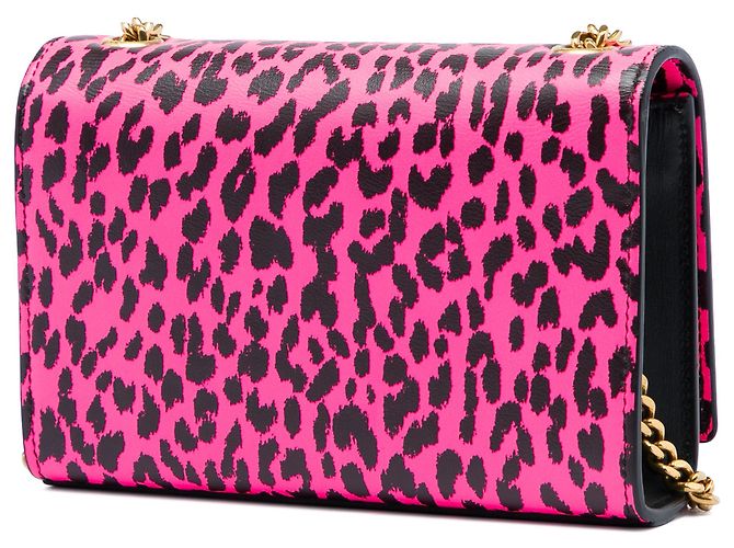 Saint Laurent Pink Small Calfskin Leopard Print Monogram Kate Crossbody Rosa - vista 2