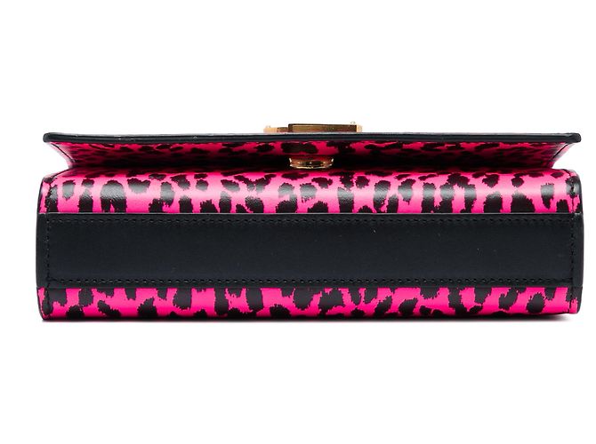 Saint Laurent Pink Small Calfskin Leopard Print Monogram Kate Crossbody Rosa - vista 3