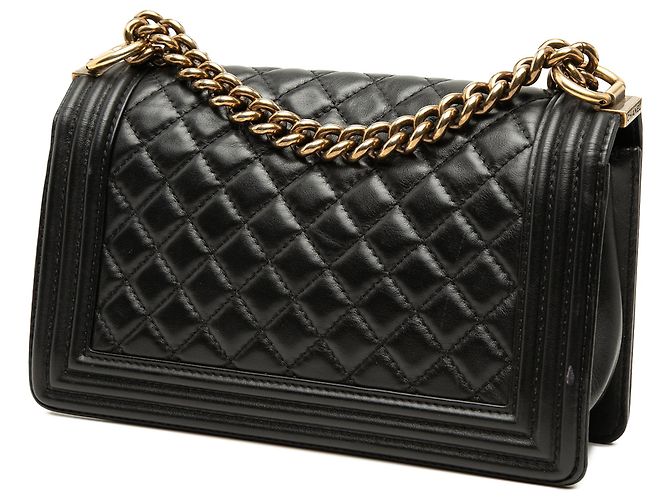 Chanel Black Old Medium Quilted Lambskin Gripoix Boy Flap Nero - vista 2