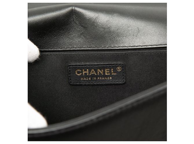 Chanel Black Old Medium Quilted Lambskin Gripoix Boy Flap Nero - vista 5