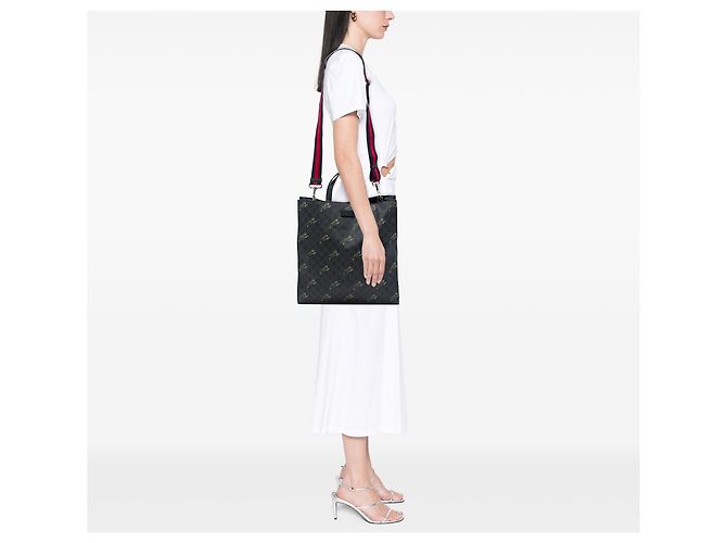 Gucci Black GG Supreme Web Tiger Convertible Soft Tote Schwarz - Ansicht 6