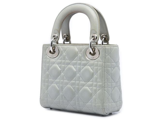 Dior Silver Mini Iridescent Lambskin Cannage Lady Dior Argento - vista 2