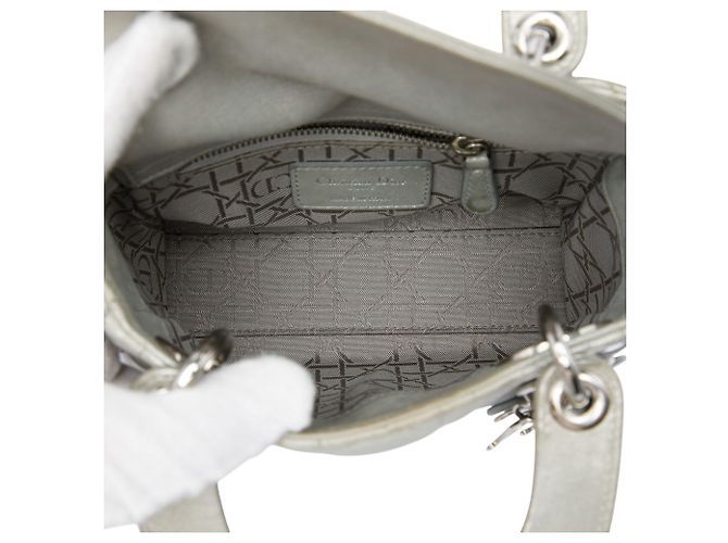 Dior Silver Mini Iridescent Lambskin Cannage Lady Dior Argento - vista 4