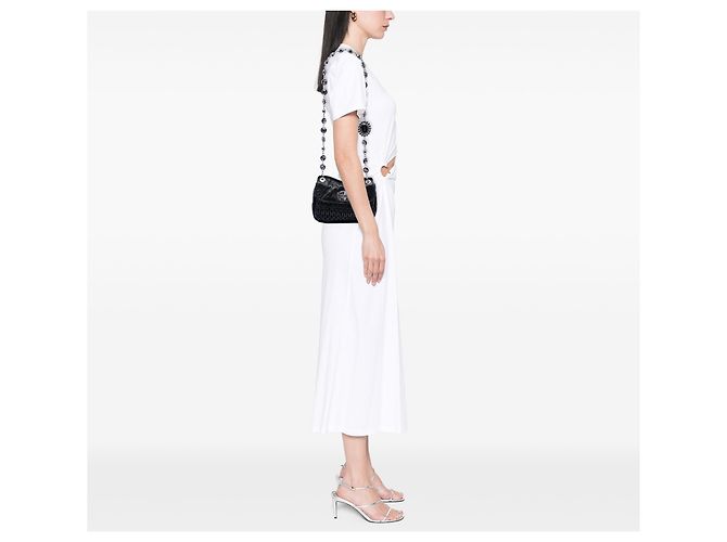 Bolsa crossbody Miu Miu em nappa matelassé preta com corrente de cristal Preto - vista 6