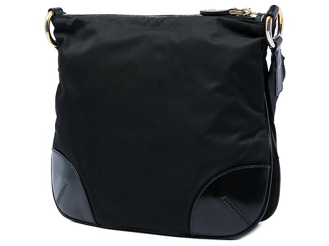 Borsa a tracolla Prada in Tessuto con rifiniture in pelle nera e chiusura a zip Nero - vista 2