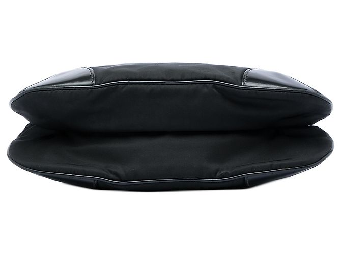 Borsa a tracolla Prada in Tessuto con rifiniture in pelle nera e chiusura a zip Nero - vista 3