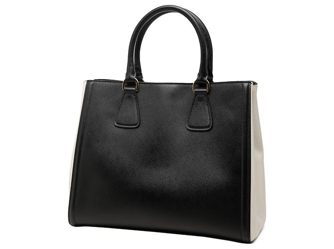 Prada Galleria Bicolor Saffiano Lux Satchel Medium Schwarz - Ansicht 2