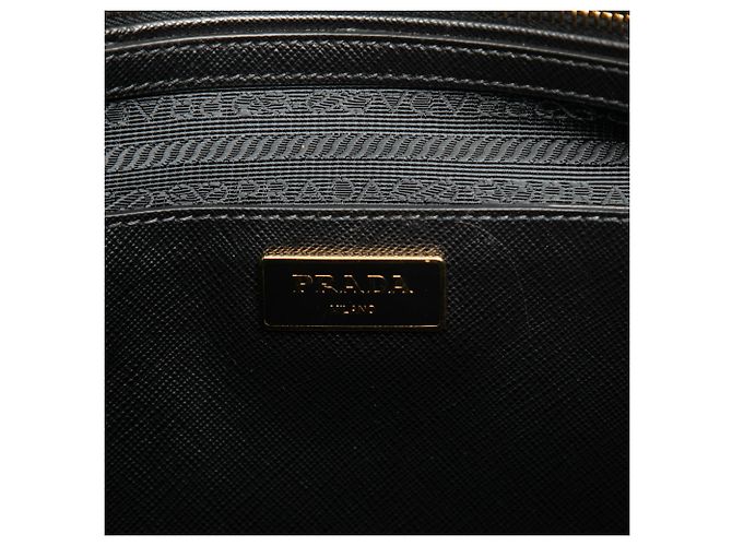 Prada Galleria Bicolor Saffiano Lux Satchel Medium Schwarz - Ansicht 5