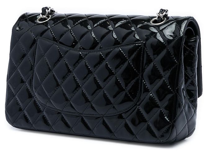 Chanel Black Medium Classic Patent Double Flap Schwarz - Ansicht 2